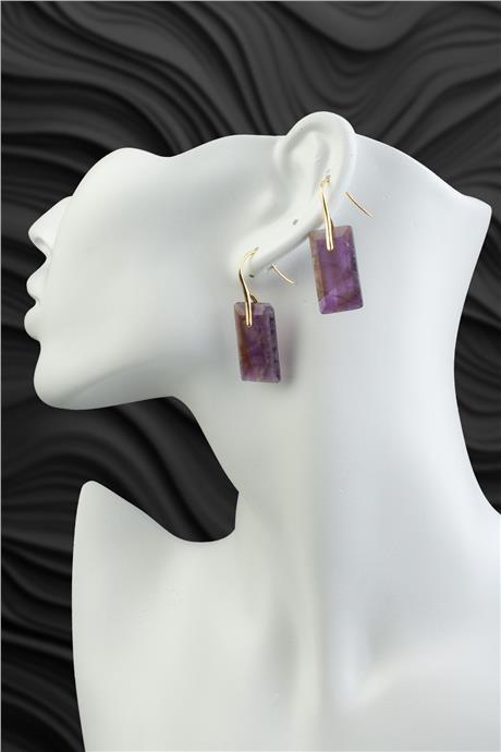 Ametıst Doğal Taş Küpe