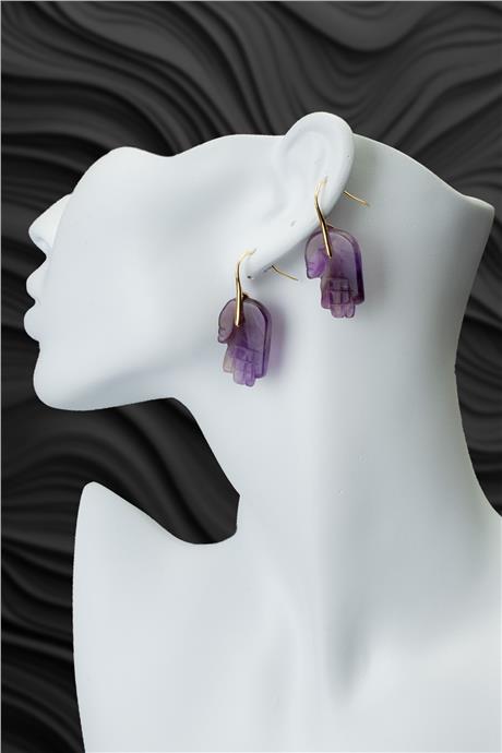 Ametıst Doğal Taş Küpe