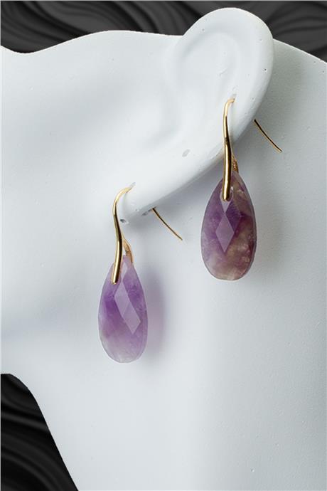 Ametıst Doğal Taş Küpe