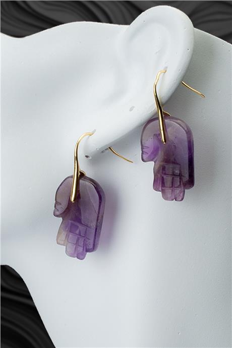 Ametıst Doğal Taş Küpe