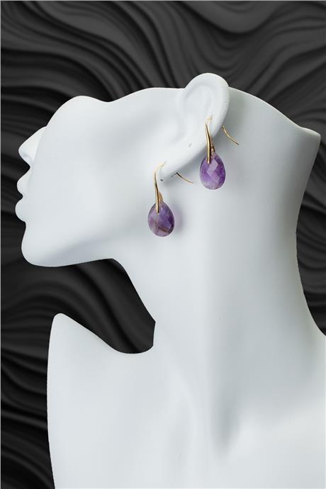 Ametıst Doğal Taş Küpe