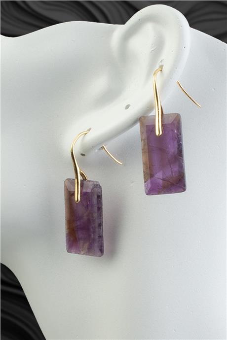 Ametıst Doğal Taş Küpe