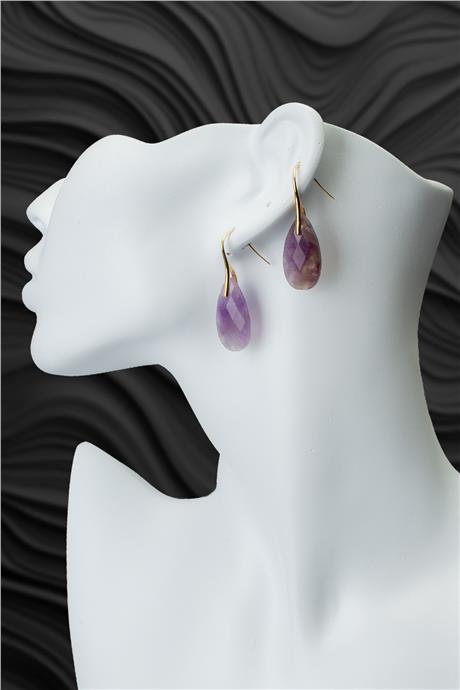 Ametıst Doğal Taş Küpe