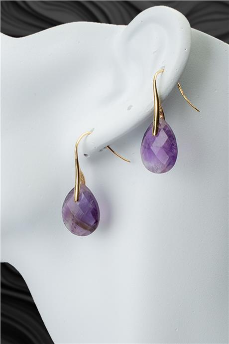 Ametıst Doğal Taş Küpe