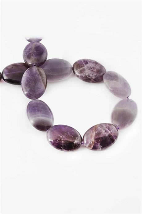 Amethyst Natural Stone Shiny Oval Cut 18x25mm String Of Beads