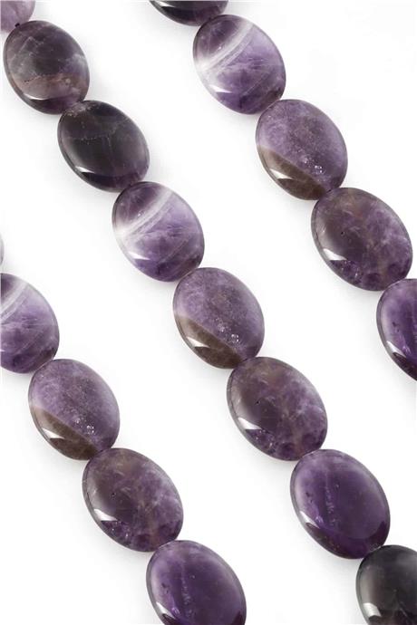 Amethyst Natural Stone Shiny Oval Cut 18x25mm String Of Beads