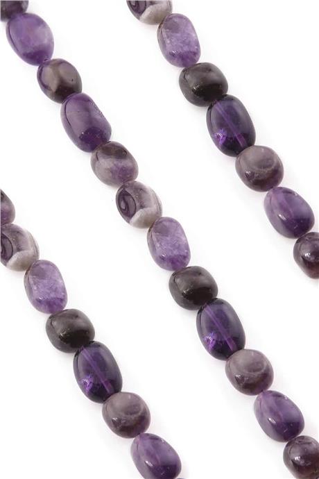 Amethyst Natural Stone Shiny Tumbler Cut String Of Beads