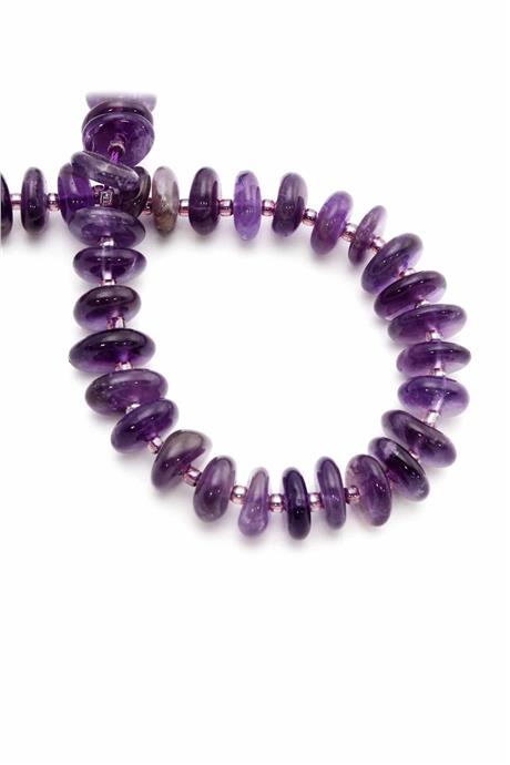 Amethyst Natural Stone Washer Cut 10x4mm String Of Beads