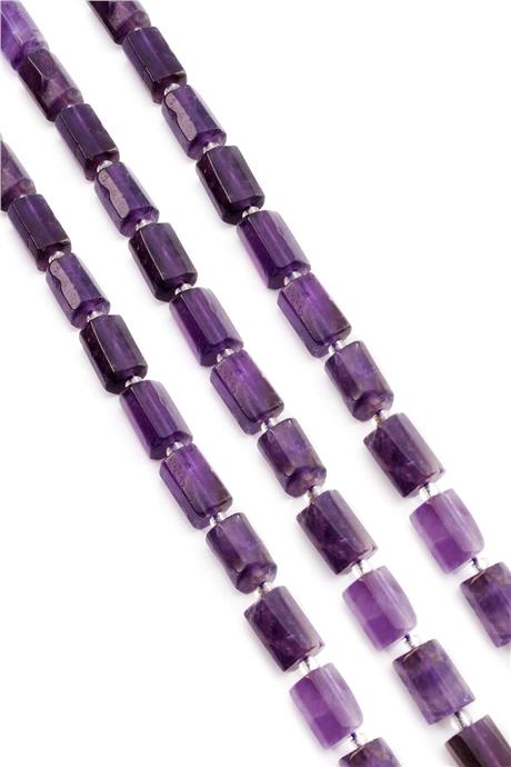 Ametist Doğal Taş Parlak Silindir Kesim 7x12mm Dizi [AB+]
