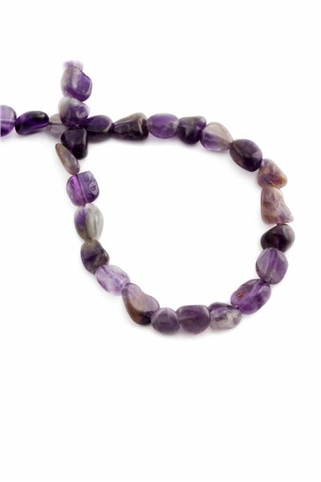 Amethyst Natural Stone Tumbler Cut 6x8mm String Of Beads