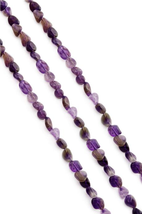 Amethyst Natural Stone Tumbler Cut 6x8mm String Of Beads