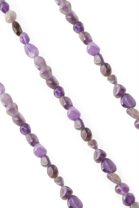 Amethyst Natural Stone Tumbler Cut 6x8mm String Of Beads