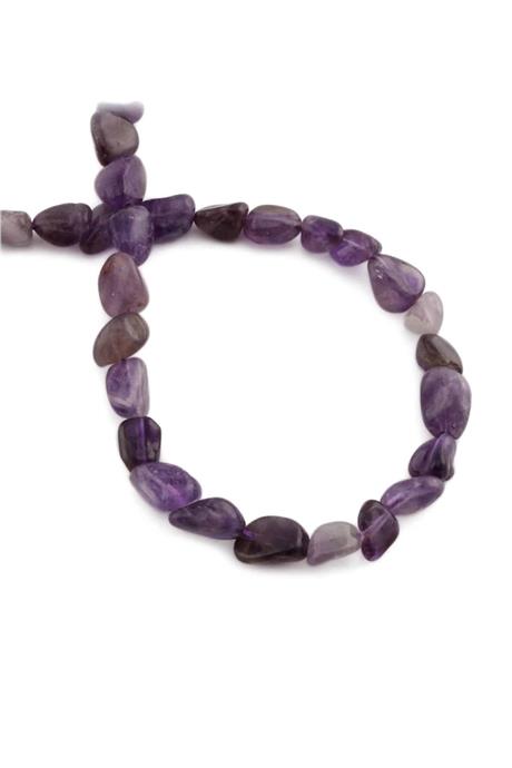 Amethyst Natural Stone Tumbler Cut 8x11mm String Of Beads