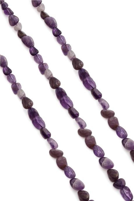 Amethyst Natural Stone Tumbler Cut 8x11mm String Of Beads