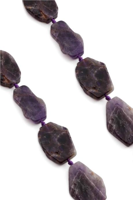 Amethyst Natural Stone Flat Amorphous Cut 26x38mm String Of Beads [AA]