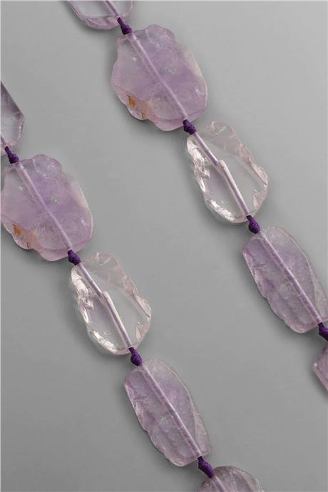Amethyst Natural Stone Flat Amorphous Cut 26x38mm String Of Beads