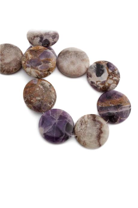 Amethyst Natural Stone Flat Circle Cut 30x7mm String Of Beads