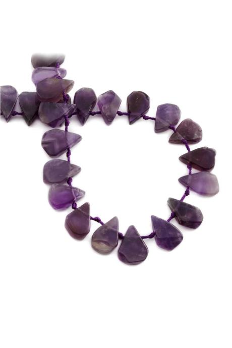 Amethyst Natural Stone Flat Drop Cut 16x12mm String Of Beads