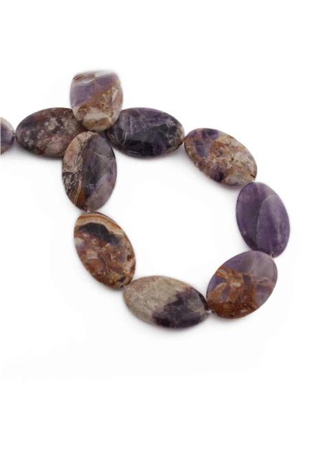 Amethyst Natural Stone Flat Oval Cut 20x30mmString Of Beads