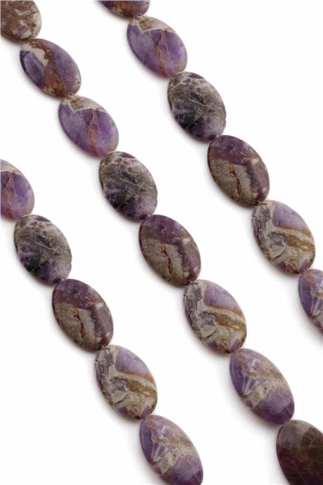 Amethyst Natural Stone Flat Oval Cut 20x30mmString Of Beads