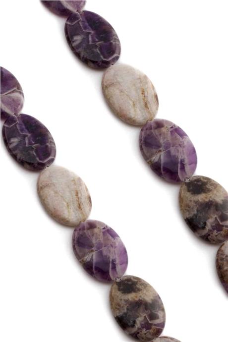 Amethyst Natural Stone Flat Oval Cut 25x35mm String Of Beads