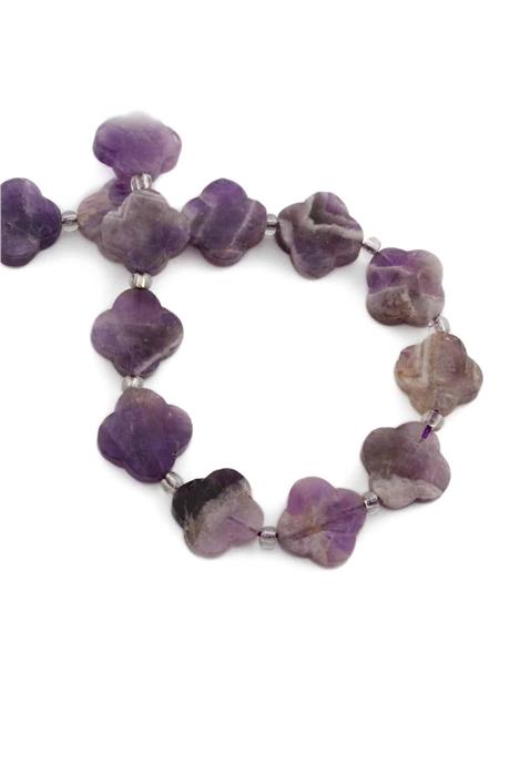 Amethyst Natural Stone Cloandr Cut 17x6mm String Of Beads
