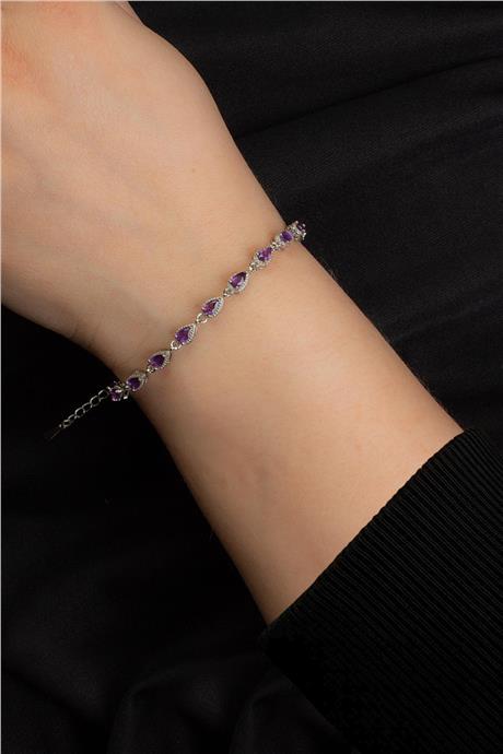 Ametist Doğal Taş Zincir Bileklik