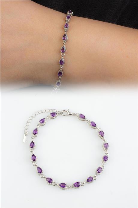 Ametist Doğal Taş Zincir Bileklik
