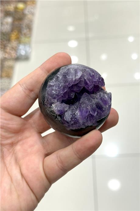 Ametist Taşı Deliksiz Küre Kesim Ham Kütle Dekoratif Obje - 268 Gram