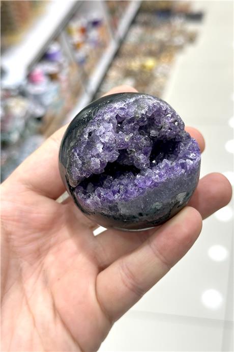 Ametist Taşı Deliksiz Küre Kesim Ham Kütle Dekoratif Obje - 312 Gram