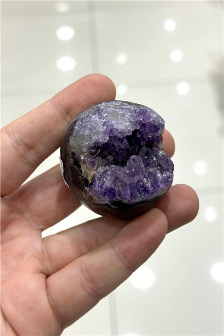 Ametist Taşı Deliksiz Küre Kesim Ham Kütle Dekoratif Obje - 134 Gram