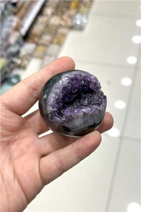 Ametist Taşı Deliksiz Küre Kesim Ham Kütle Dekoratif Obje - 237 Gram