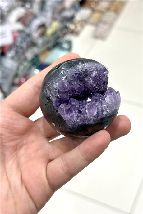 Ametist Taşı Deliksiz Küre Kesim Ham Kütle Dekoratif Obje - 311 Gram