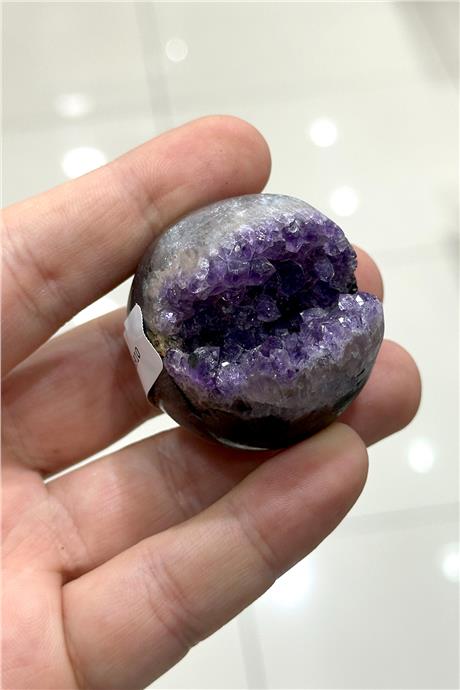 Ametist Taşı Deliksiz Küre Kesim Ham Kütle Dekoratif Obje - 98 Gram