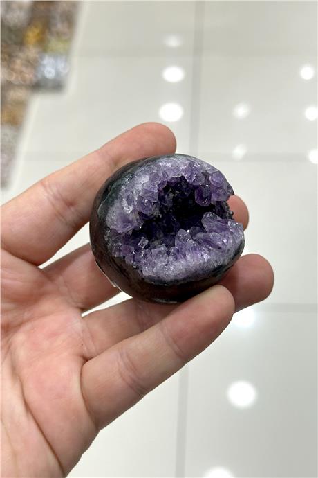 Ametist Taşı Deliksiz Küre Kesim Ham Kütle Dekoratif Obje - 171 Gram