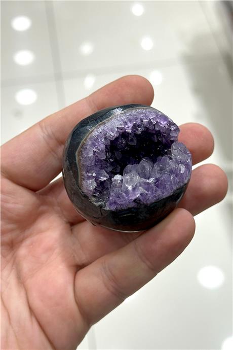 Ametist Taşı Deliksiz Küre Kesim Ham Kütle Dekoratif Obje - 167 Gram