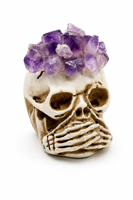 Amethyst Stone With Crystals Skull – Decorative & Gift Object