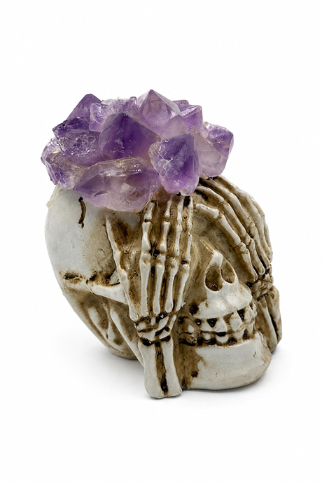 Amethyst Stone With Crystals Skull – Decorative & Gift Object