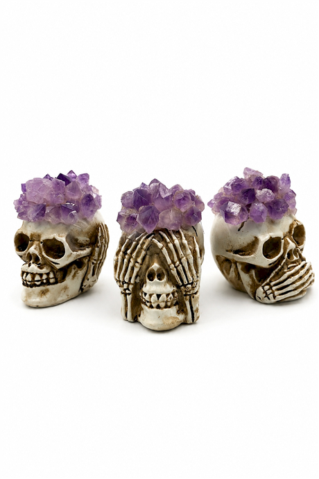 Amethyst Stone With Crystals Skull – Decorative & Gift Object
