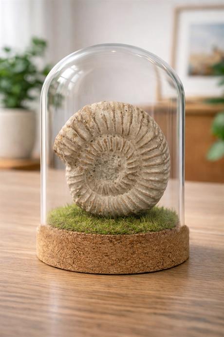 Ammonit Taşı Cam Fanus