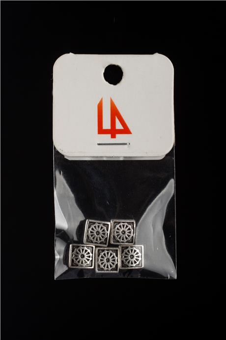 Antik Gümüş Dikdörtgen Dümen Figürlü 7x7mm Takı Aparatı