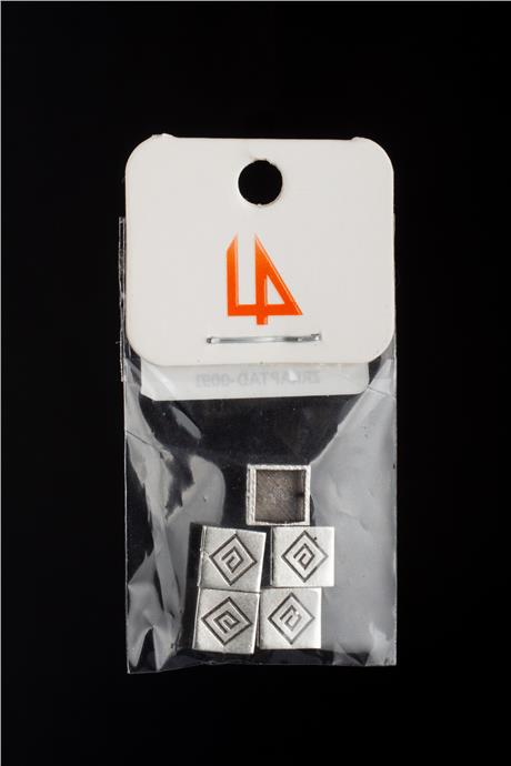 Antik Gümüş Kare Diyagonal Sembol Çift Delik 7mm Takı Aparatı