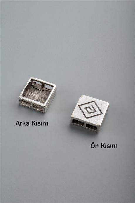 Antik Gümüş Kare Diyagonal Sembol Çift Delik 7mm Takı Aparatı