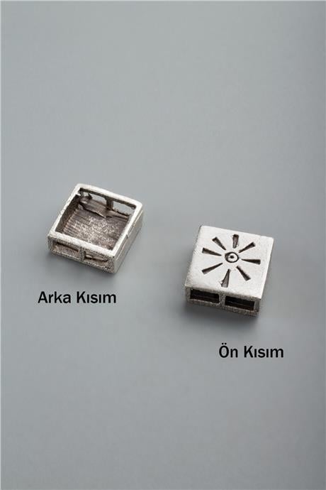 Antik Gümüş Kare Güneş Sembol Çift Delik 7mm Takı Aparatı