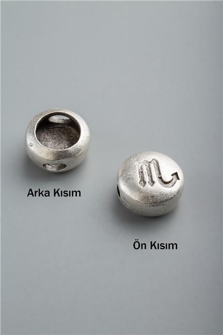 Antik Gümüş Yuvarlak Akrep Burç Tek Delik 11x5mm Takı Aparatı