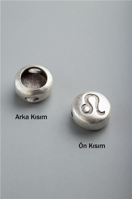 Antik Gümüş Yuvarlak Aslan Burç Tek Delik 11x5mm Takı Aparatı