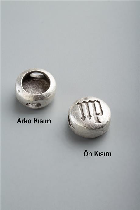 Antik Gümüş Yuvarlak Başak Burç Tek Delik 11x5mm Takı Aparatı