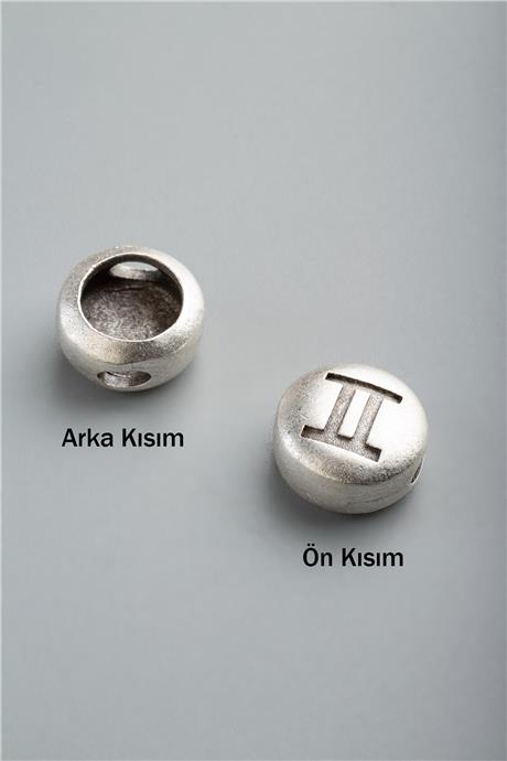 Antik Gümüş Yuvarlak İkizler Burç Tek Delik 11x5mm Takı Aparatı
