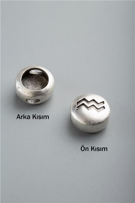 Antik Gümüş Yuvarlak Kova Burç Tek Delik 11x5mm Takı Aparatı
