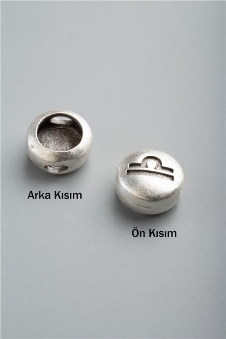 Antik Gümüş Yuvarlak Terazi Burç Tek Delik 11x5mm Takı Aparatı